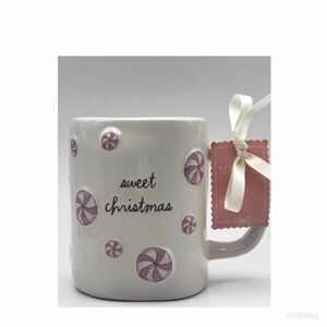 NEW Rae Dunn Sweet Christmas Mug with Pink Peppermint Design Pink Interior